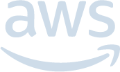 The image shows the AWS logo with light blue lowercase letters aws above a curved arrow resembling a smile, which is part of the Amazon logo.