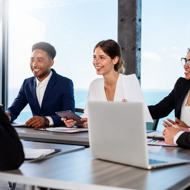 Business people work together in office. Concept of teamwork and partnership